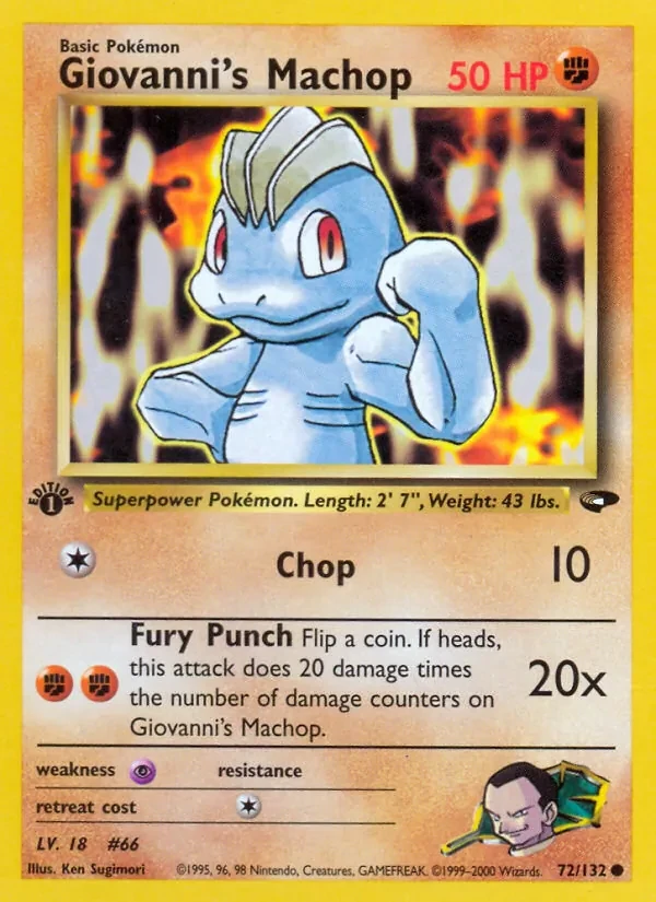 Giovanni's Machop 72/132 Gym Challenge Pokémon card