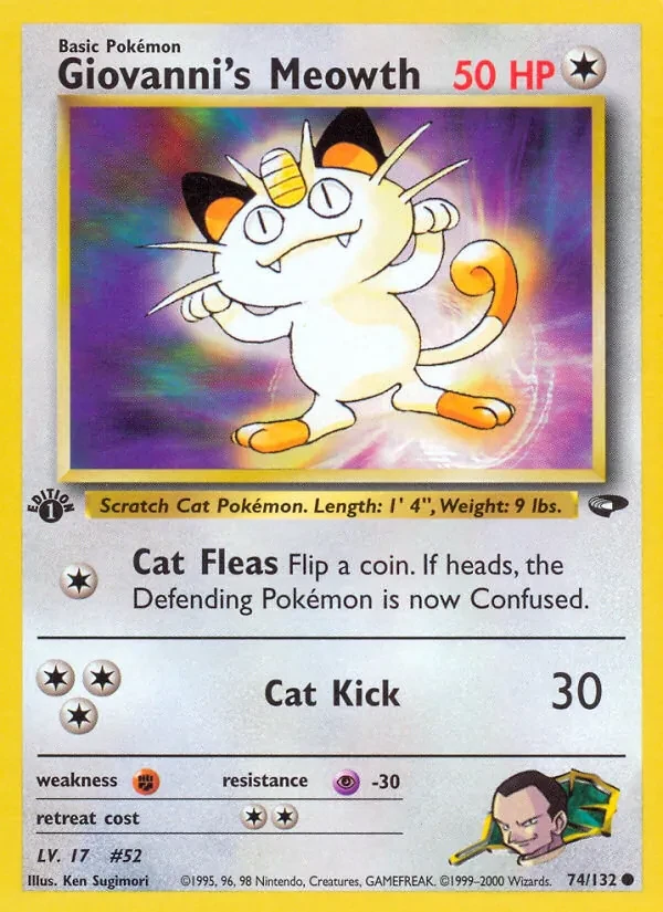 Giovanni's Meowth 74/132 Gym Challenge Pokémon Karte