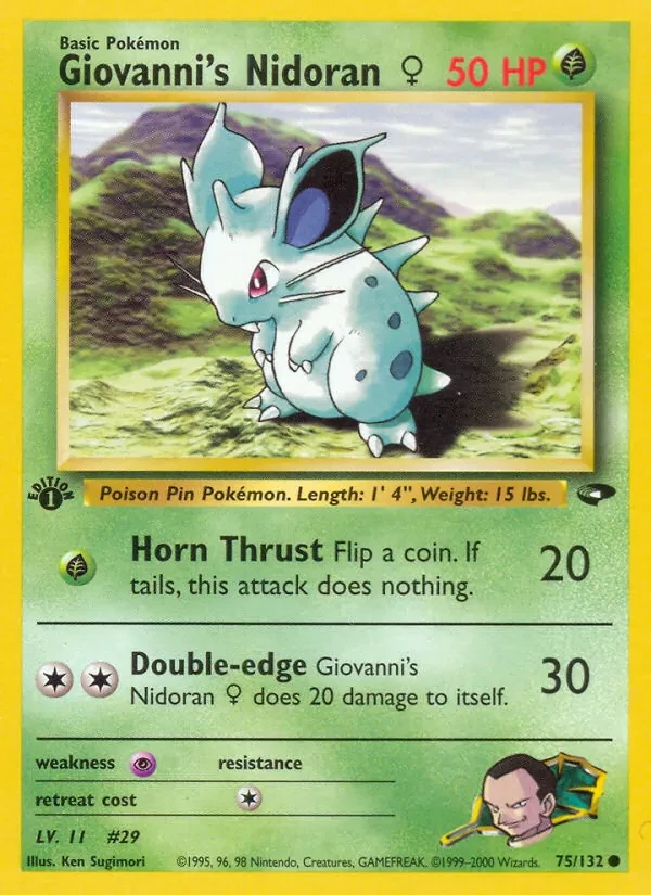Giovanni's Nidoran ♀ 75/132 Gym Challenge Pokémon Karte