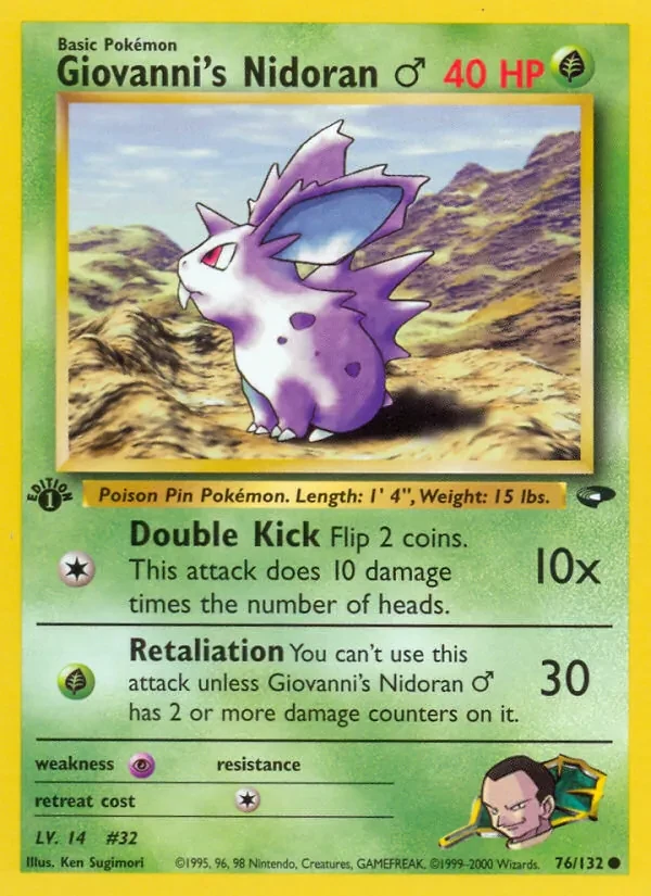 Giovanni's Nidoran ♂ 76/132 Gym Challenge Pokémon card