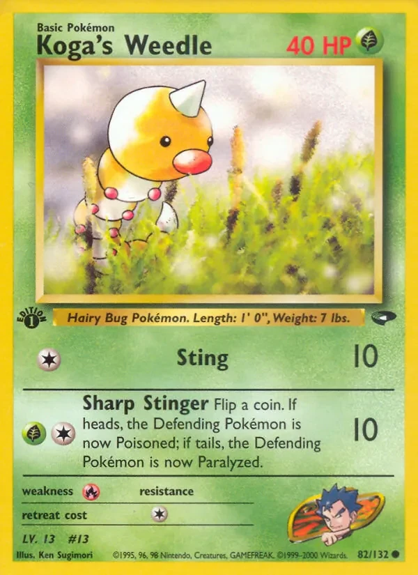 Koga's Weedle 82/132 Gym Challenge Pokémon card