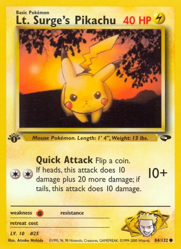 Lt. Surge's Pikachu 84/132 Gym Challenge Pokémon Karte