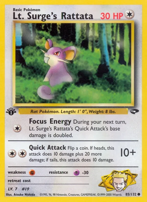 Lt. Surge's Rattata 85/132 Gym Challenge Pokémon card