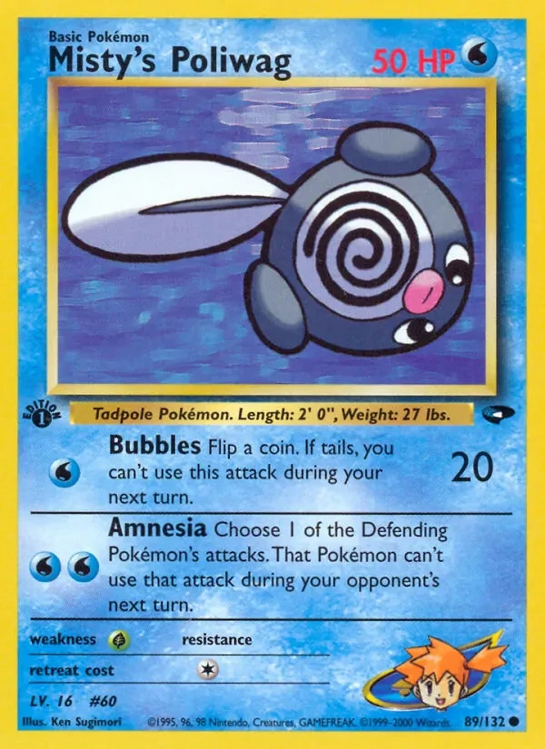 Misty's Poliwag 89/132 Gym Challenge Pokémon card