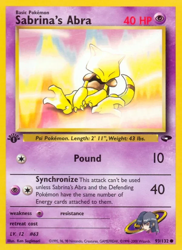 Sabrina's Abra 93/132 Gym Challenge Pokémon card