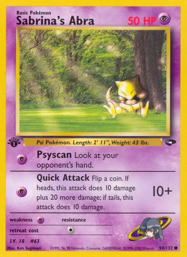 Sabrina's Abra 94/132 Gym Challenge Pokémon Karte