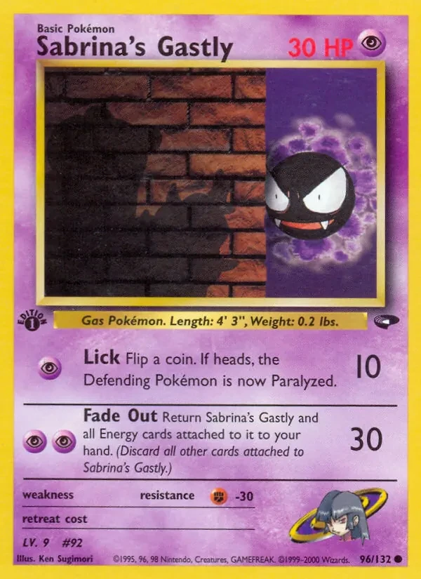 Sabrina's Gastly 96/132 Gym Challenge Pokémon card