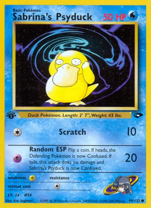 Sabrina's Psyduck 99/132 Gym Challenge Pokémon card