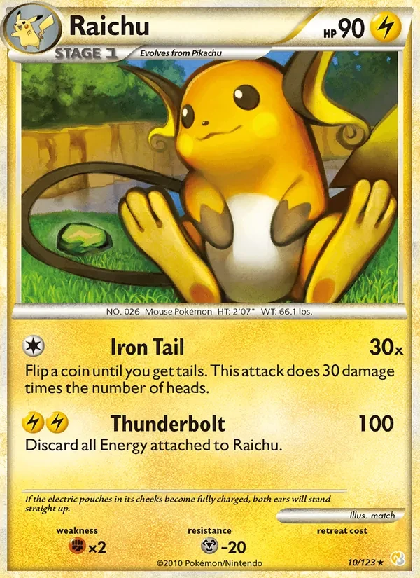 Raichu 10/123 HeartGold SoulSilver Pokémon Karte