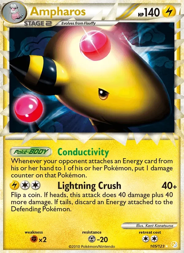Ampharos 105/123 HeartGold SoulSilver Pokémon card