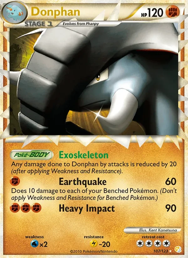 Donphan 107/123 HeartGold SoulSilver Pokémon card