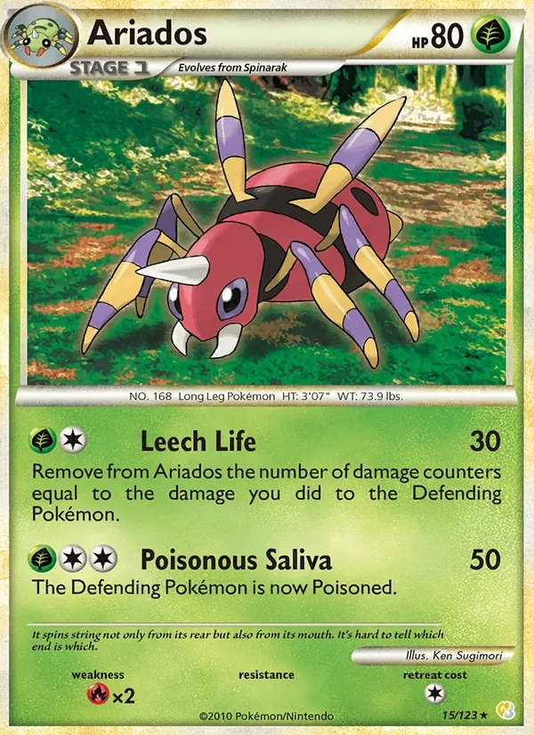Ariados 15/123 HeartGold SoulSilver Pokémon card