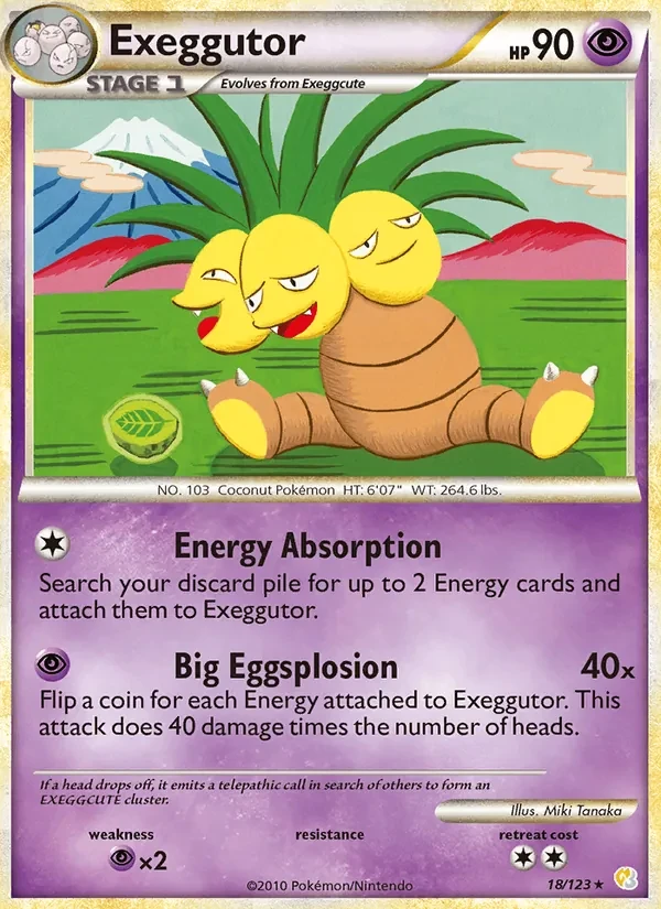 Exeggutor 18/123 HeartGold SoulSilver Pokémon card