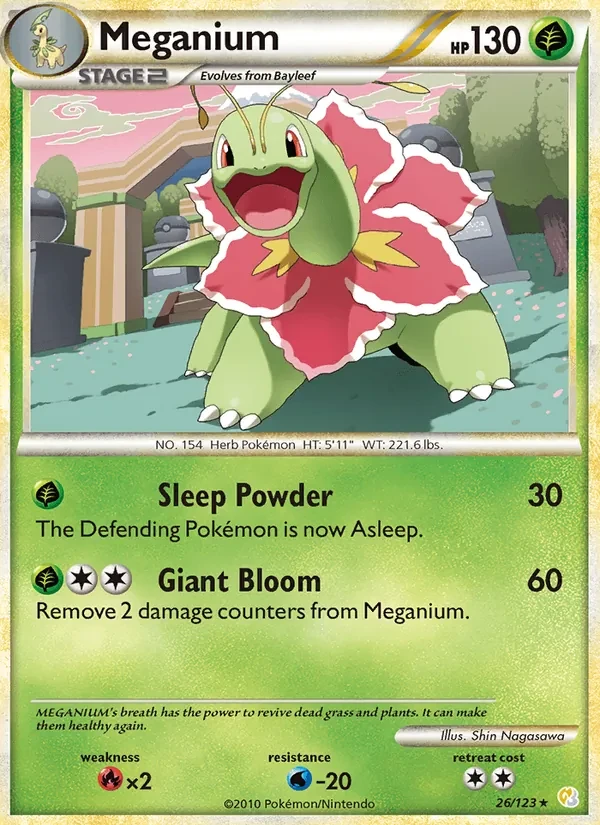 Meganium 26/123 HeartGold SoulSilver Pokémon card