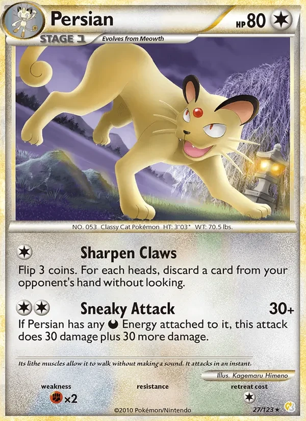 Carta Pokémon Persian 27/123 HeartGold SoulSilver
