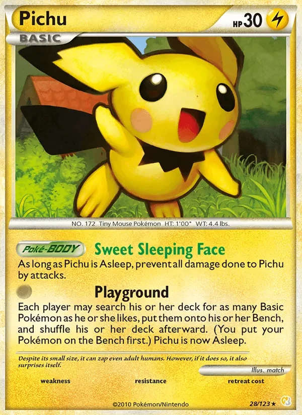 Pichu 28/123 HeartGold SoulSilver Pokémon card