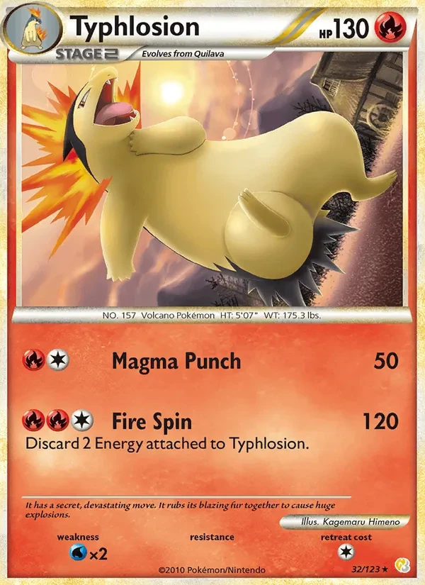 Typhlosion 32/123 HeartGold SoulSilver Pokémon Karte