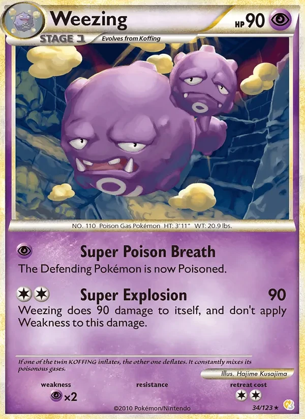 Weezing 34/123 HeartGold SoulSilver Pokémon card