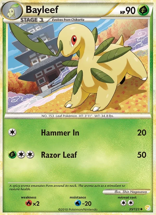 Bayleef 35/123 HeartGold SoulSilver Pokémon card
