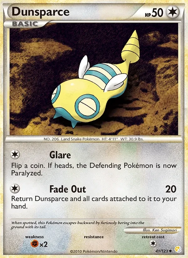 Dunsparce 41/123 HeartGold SoulSilver Pokémon card