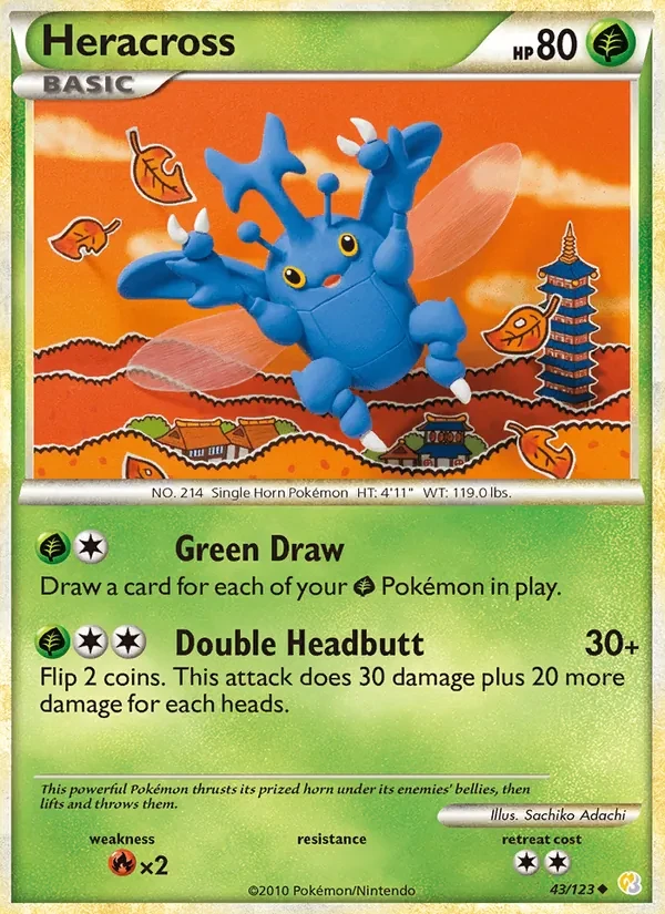 Heracross 43/123 HeartGold SoulSilver Pokémon card