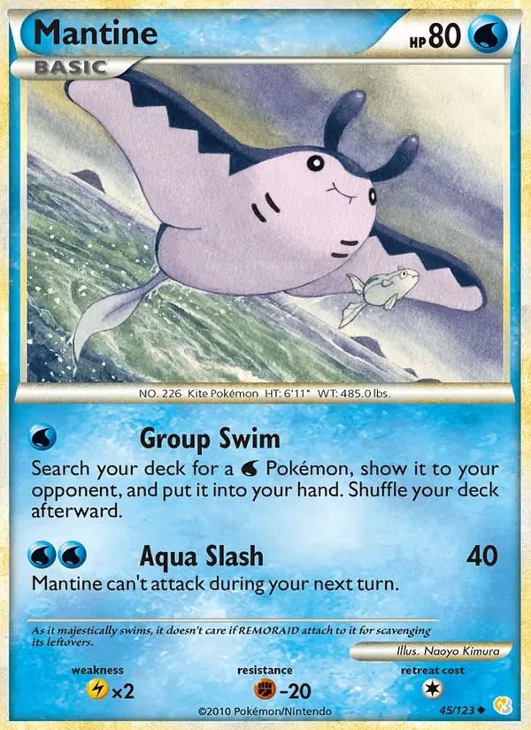 Mantine 45/123 HeartGold SoulSilver Pokémon card