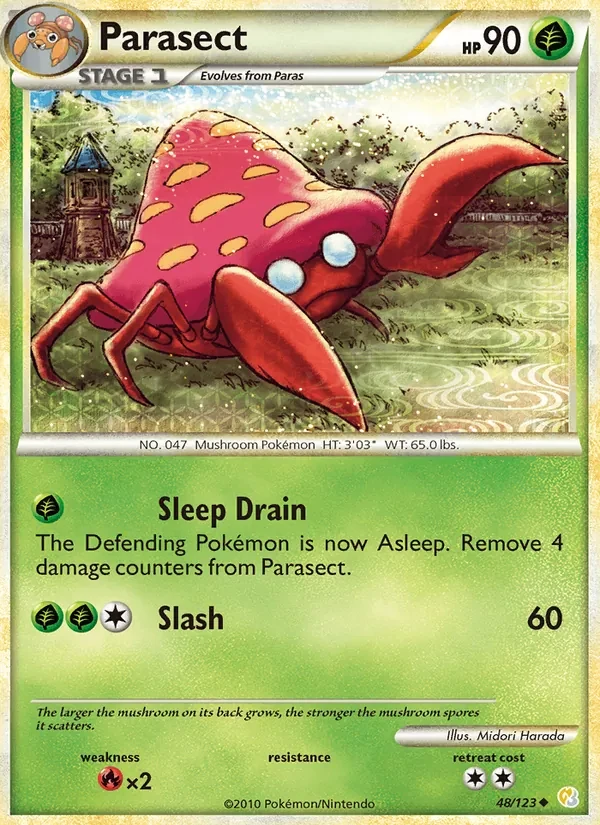 Parasect 48/123 HeartGold SoulSilver Pokémon card