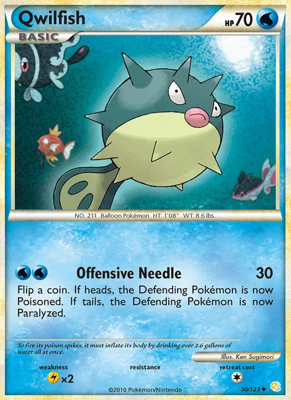 Qwilfish 50/123 HeartGold SoulSilver Pokémon card