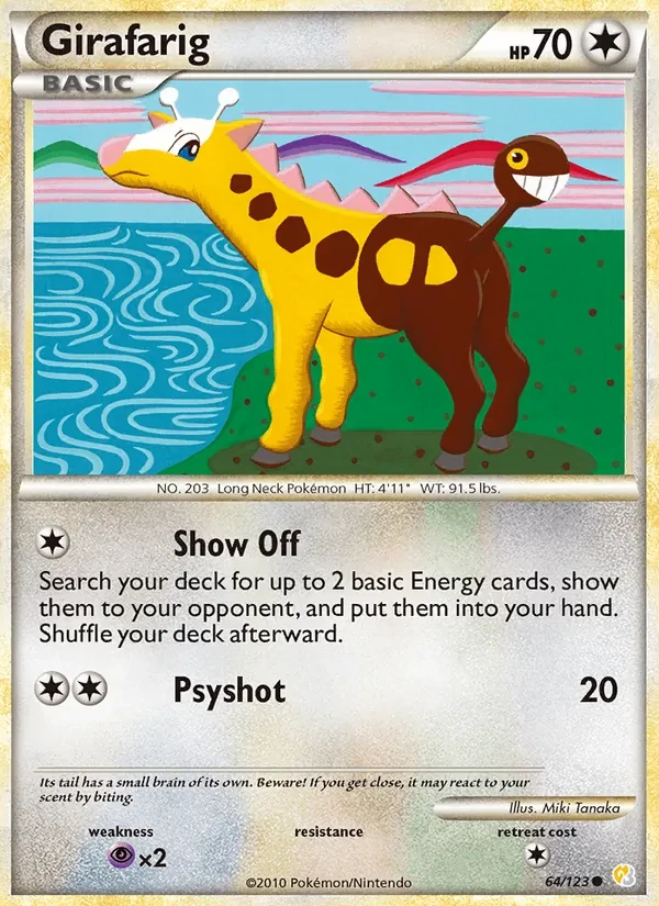 Girafarig 64/123 HeartGold SoulSilver Pokémon card