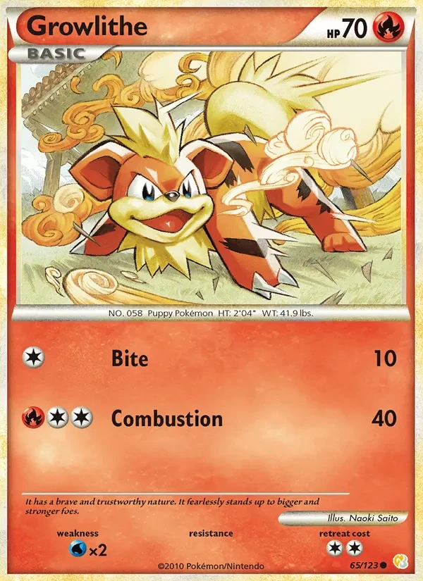 Growlithe 65/123 HeartGold SoulSilver Pokémon card