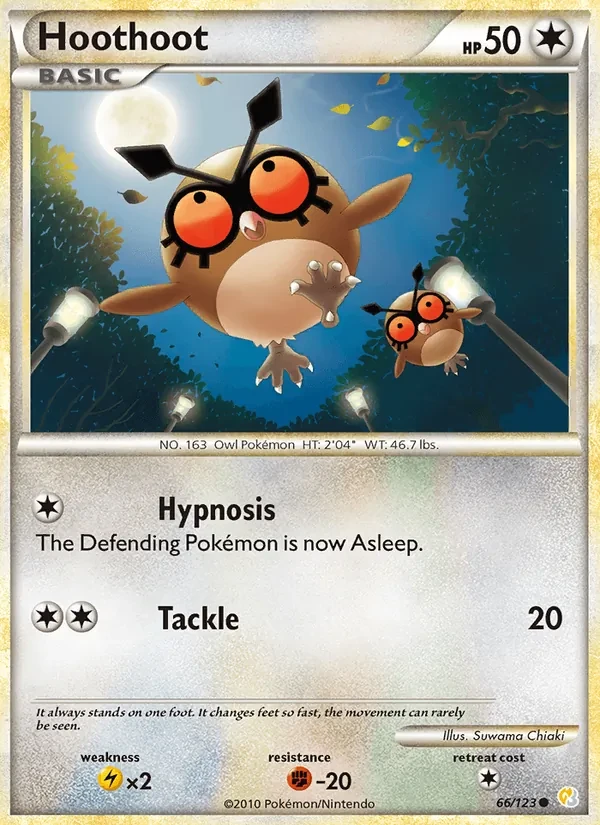 Hoothoot 66/123 HeartGold SoulSilver Pokémon card