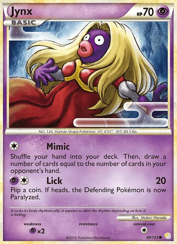 Jynx 69/123 HeartGold SoulSilver Pokémon card