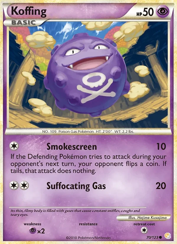 Koffing 70/123 HeartGold SoulSilver Pokémon card