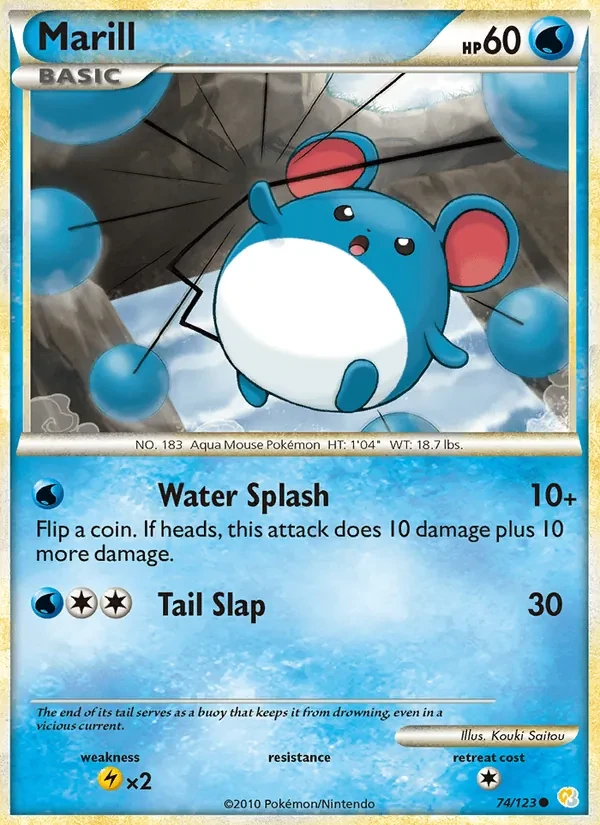 Marill 74/123 HeartGold SoulSilver Pokémon card