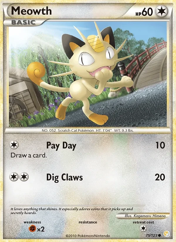 Meowth 75/123 HeartGold SoulSilver Pokémon Karte