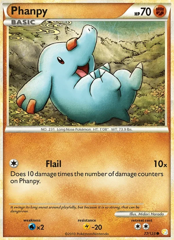 Phanpy 77/123 HeartGold SoulSilver Pokémon card