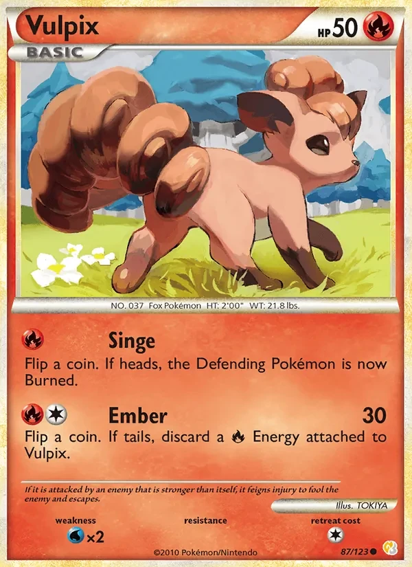Vulpix 87/123 HeartGold SoulSilver Pokémon card