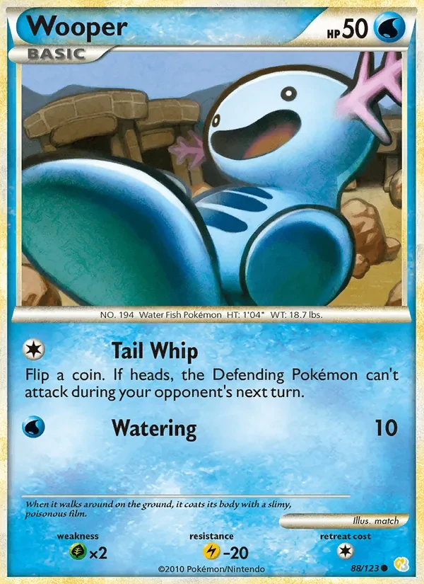 Wooper 88/123 HeartGold SoulSilver Pokémon card