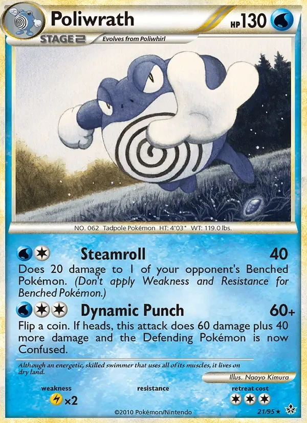 Poliwrath 21/95 Unleashed Pokémon card