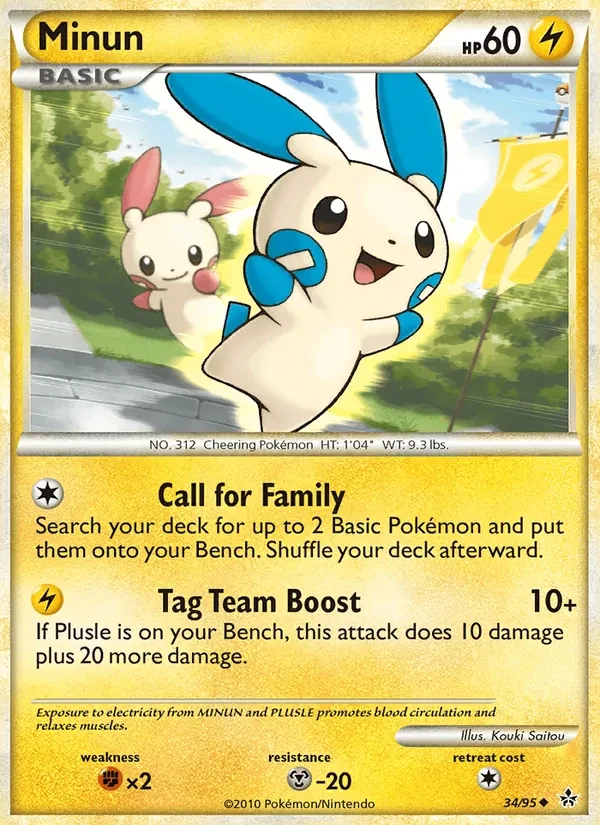 Minun 34/95 Unleashed Pokémon card