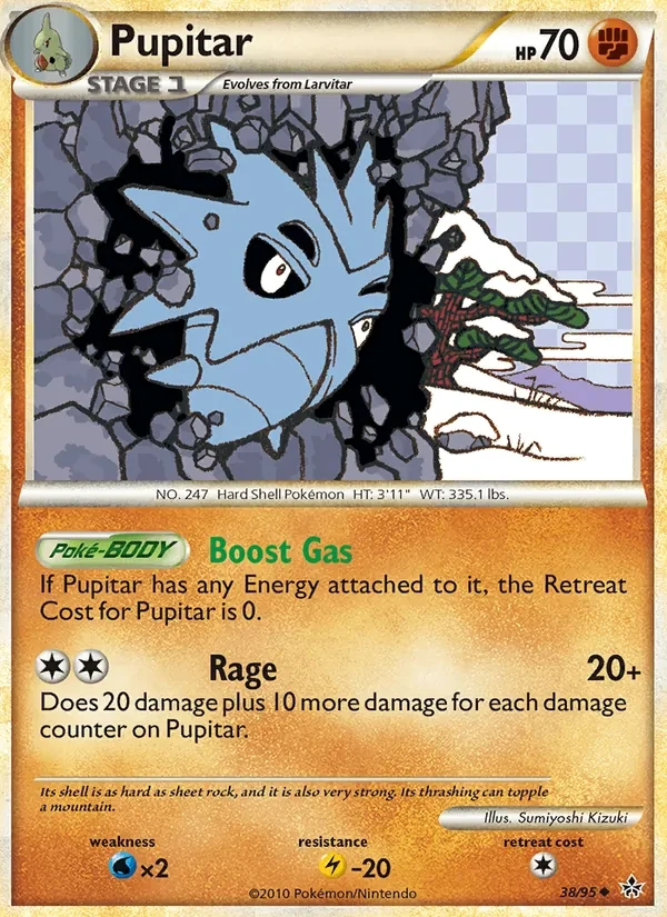 Pupitar 38/95 Unleashed Pokémon kaart