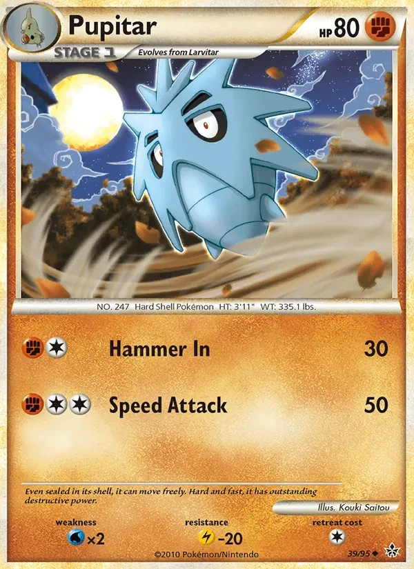 Pupitar 39/95 Unleashed Pokémon kaart