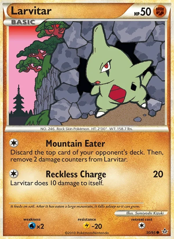 Larvitar 50/95 Unleashed Pokémon Karte
