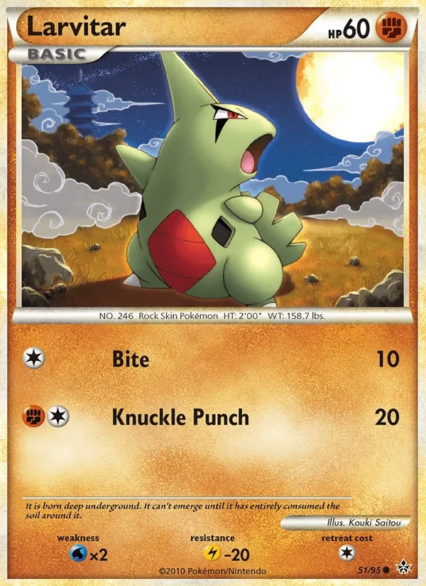 Larvitar 51/95 Unleashed Pokémon card