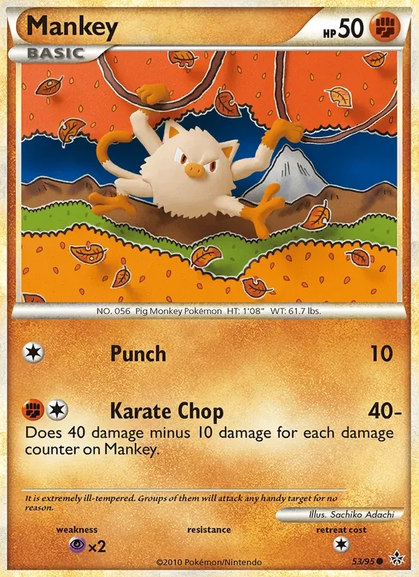 Mankey 53/95 Unleashed Pokémon card