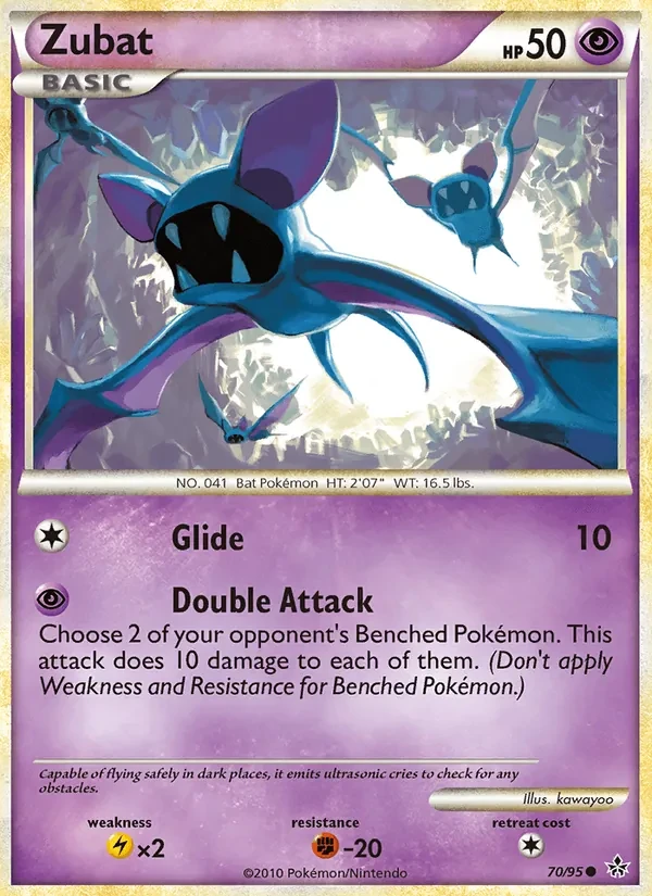 Zubat 70/95 Unleashed Pokémon kaart