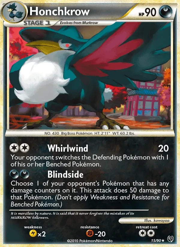 Honchkrow 15/90 Undaunted Pokémon card