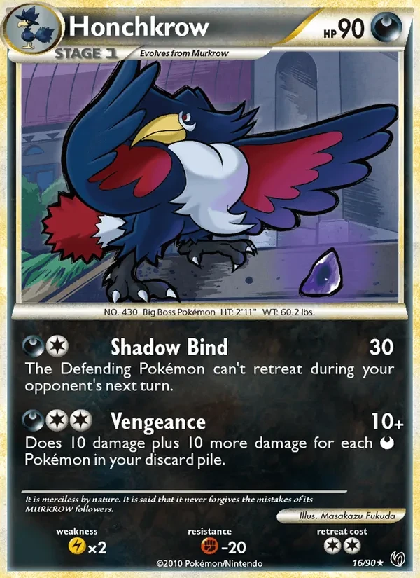 Honchkrow 16/90 Undaunted Pokémon kaart