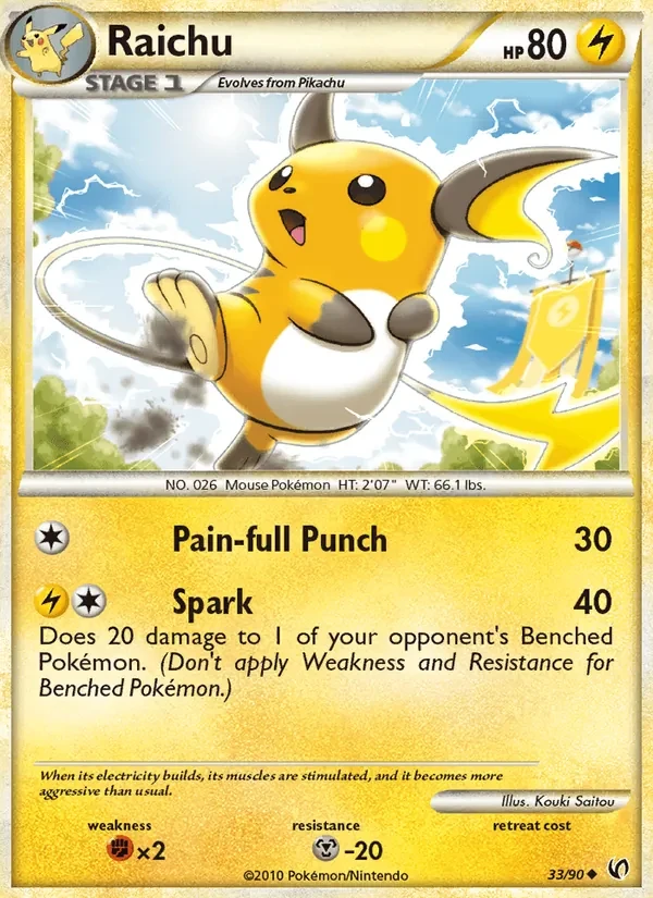 Raichu 33/90 Undaunted Pokémon card