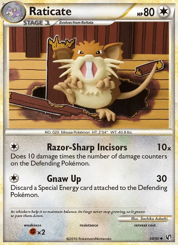 Raticate 34/90 Undaunted Pokémon card